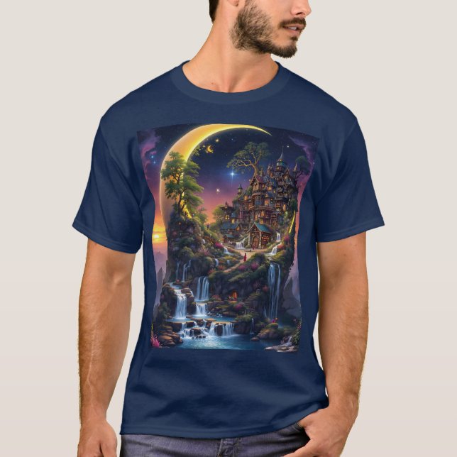 T-shirt Imaginaire Moon Waterfall Forest (Devant)