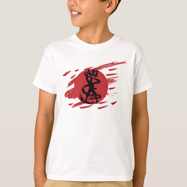 T-shirt Imaginaire noir Ninja ombre épée Silhouette (Devant)