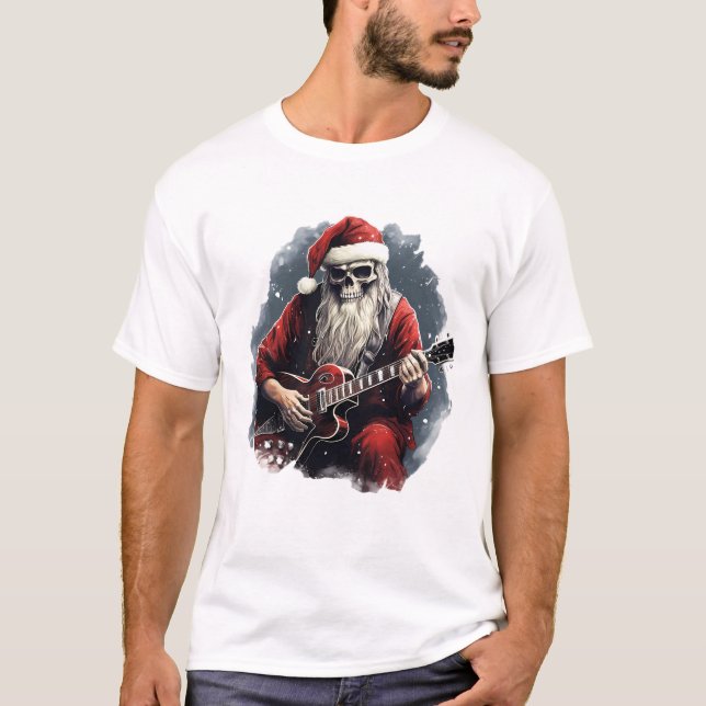 T-shirt Imaginaire Skull Skeleton Père Noël Jouer de la nu (Devant)