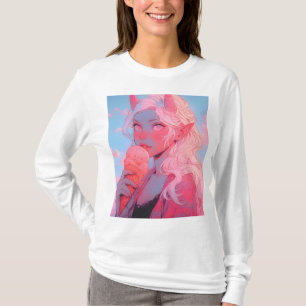 T-shirt Imaginaire Soft Pink Crème de glace Anime Girl