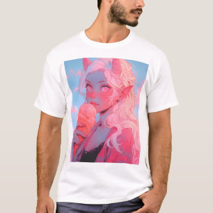 T-shirt Imaginaire Soft Pink Crème de glace Anime Girl
