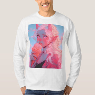 T-shirt Imaginaire Soft Pink Crème de glace Anime Girl