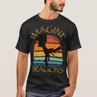 T-shirt Imaginez les dragons de fantaisie de style vintage