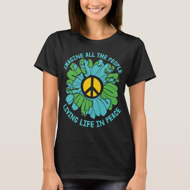 T-shirt imaginez tous les gens qui vivent en paix (Devant)