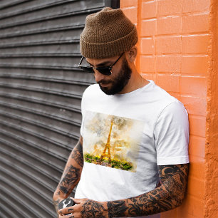 T-shirt Impression artistique aquarelle du coucher de sole