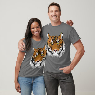 T-shirt Impression artistique tigre de la jungle gris