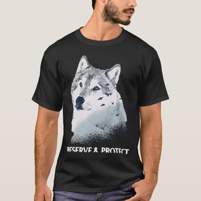 T-shirt Impression au dos Préserver et protéger les loups  (Devant)