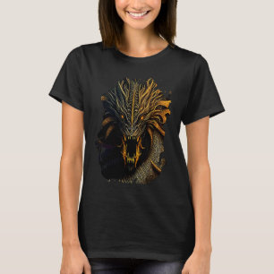 T-shirt Impression au verso Le puissant dragon de fantasy 