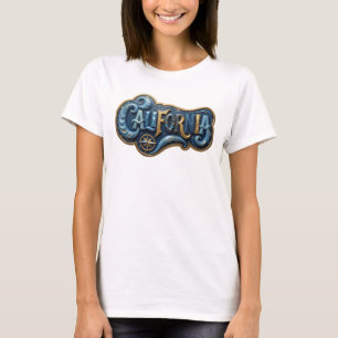 T-shirt Impression CALIFORNIA Or Élégant