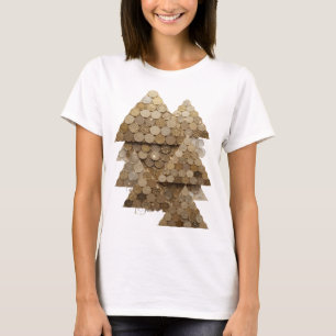 T-shirt Impression d'arbre argentée tendance