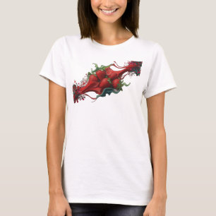 T-shirt Impression d'art de fraises abstraites rouges accr