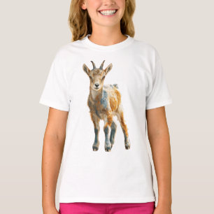 T-shirt Impression d'art fin de chevreau à cornes radieuse