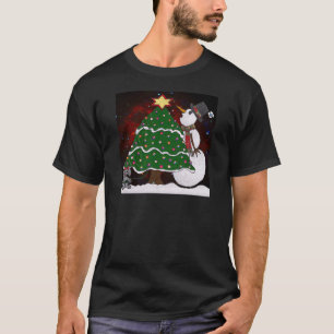 T-shirt Impression d'art Surprise Bonhomme de Neige Arbre