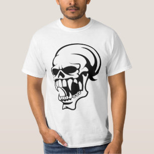 T-shirt Impression de crâne effrayant B & W - Chemise