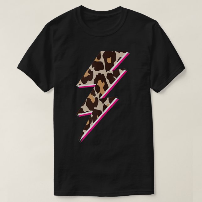 T-shirt Impression de guépard à éclair, Léopard Léger (Design devant)