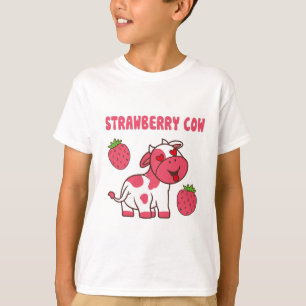 T-shirt Impression de la vache à fraise mignonne