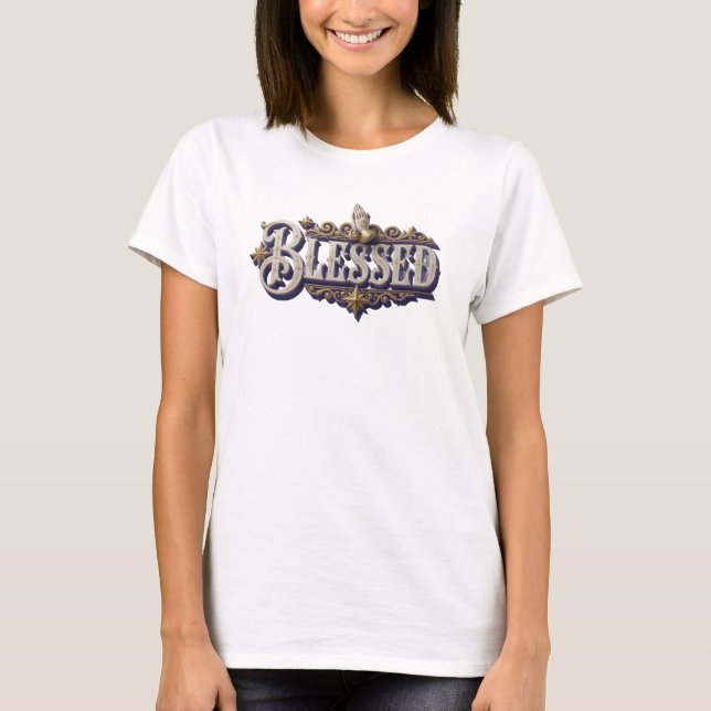 T-shirt Impression de mode dynamique BLESSED (Devant)