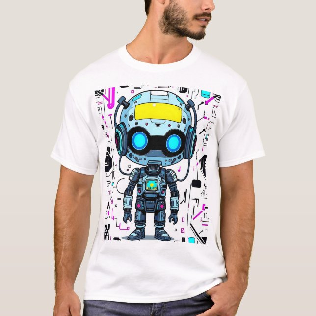 T-shirt Impression de robot (Devant)