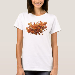 T-shirt Impression étoiles dorées orange stylée