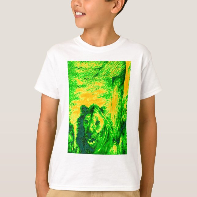 T-shirt Impression Fluorante Lion Art Vision Night (Devant)