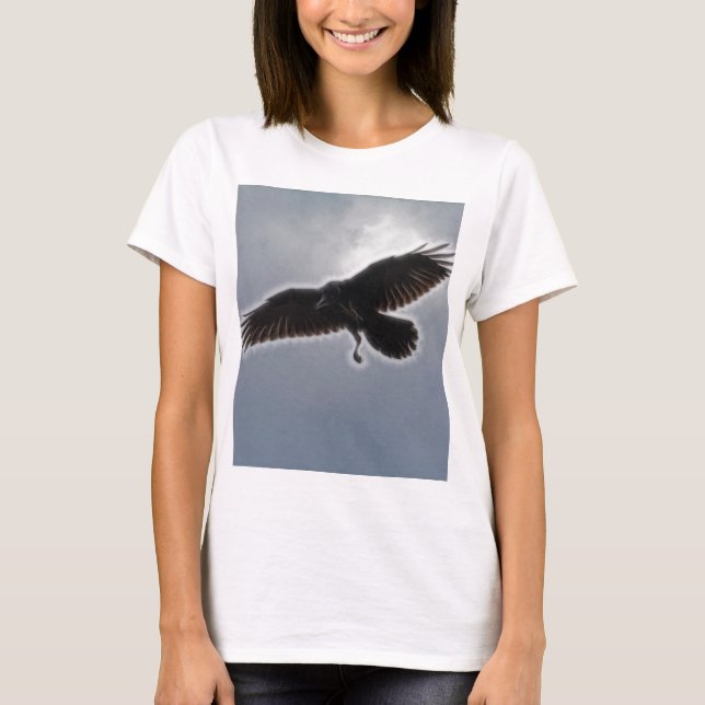T-shirt Impression fractale descendante du corbeau (Devant)