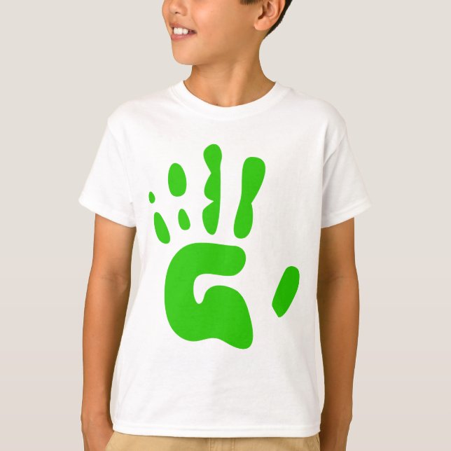 T-shirt Impression main verte (Devant)