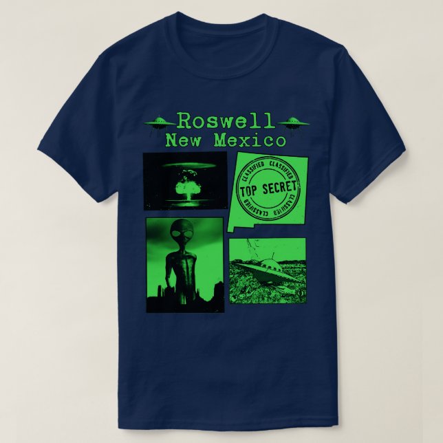 T-shirt Impression verte Roswell Nouveau-Mexique (Design devant)