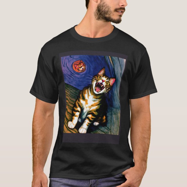 T-shirt Impressionistic  Cat Screaming Impressionism Cats  (Devant)