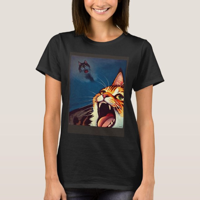T-shirt Impressionistic  Cat Screaming Impressionism Cats  (Devant)