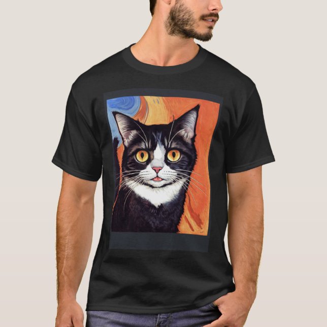 T-shirt Impressionistic  Cat Screaming Impressionism Cats  (Devant)