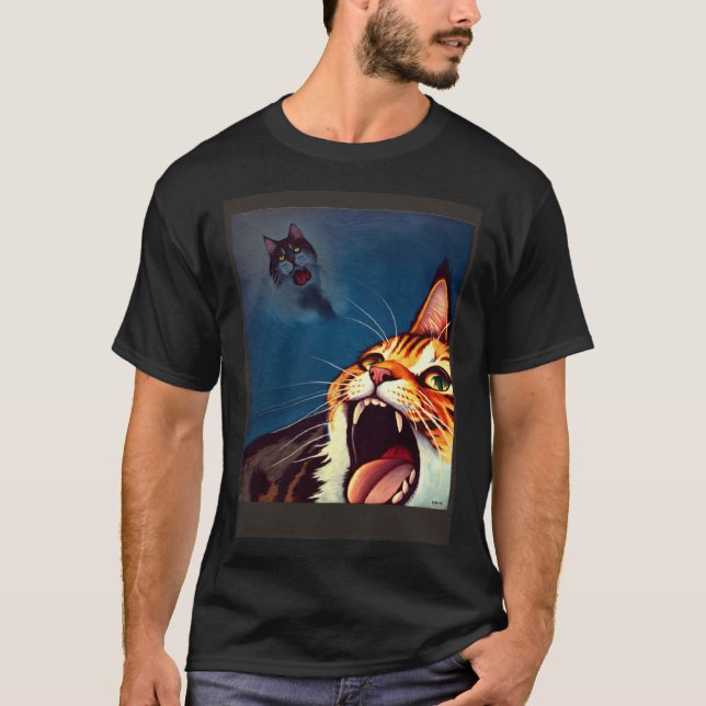 T-shirt Impressionistic  Cat Screaming Impressionism Cats  (Devant)