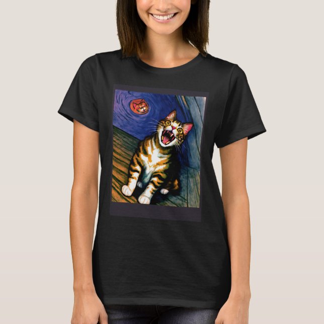 T-shirt Impressionistic  Cat Screaming Impressionism Cats  (Devant)