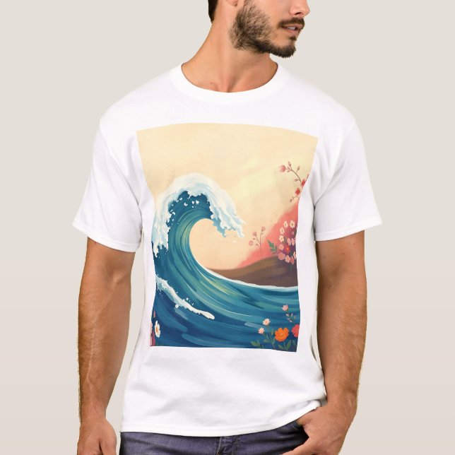 T-shirt Impressionistic Ocean Wave (Devant)