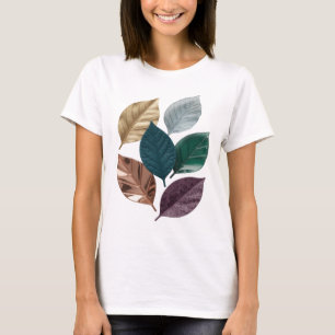T-shirt Impressionnant motif imprimé feuille argenté
