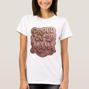 T-shirt Impressionnant or PROUD CAT MAMA en or impression