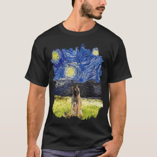 T-shirt Impressionniste de nuit étoilé - Chien Belge Tervu