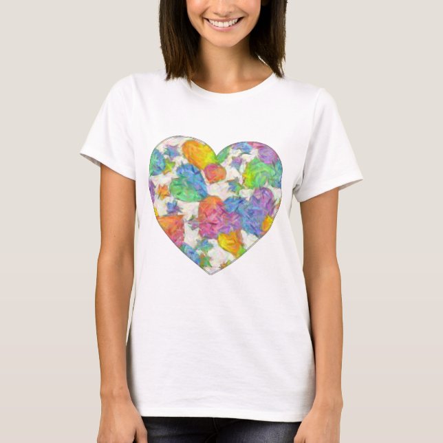 T-shirt Impressionniste Pastel Valentine Hearts (Devant)