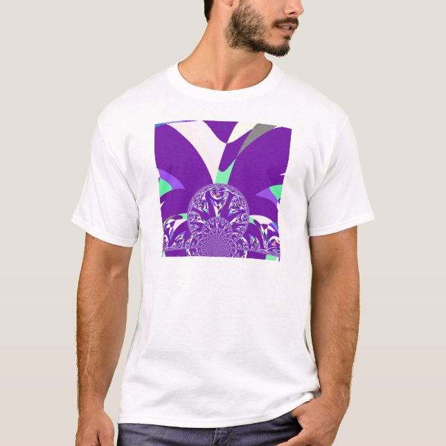T-shirt Imprimante d'art bleu rétro Cyan Kaleidoscope (Devant)
