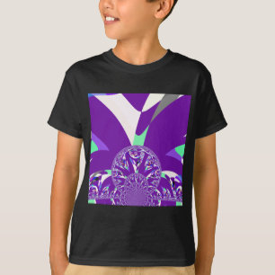 T-shirt Imprimante d'art bleu rétro Cyan Kaleidoscope