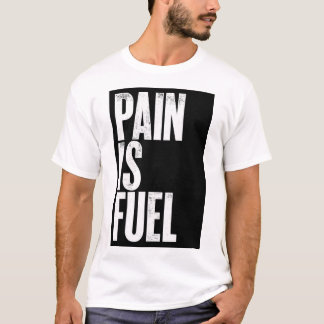 T-Shirt Imprimé avec Texte Douleur est Carburant