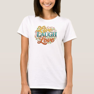 T-shirt Imprimé créatif 2D Stylish VIVE RIS LA VIE AMOUR
