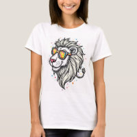 T-Shirt Imprimé Face De Lion Majestic - Cou Rond