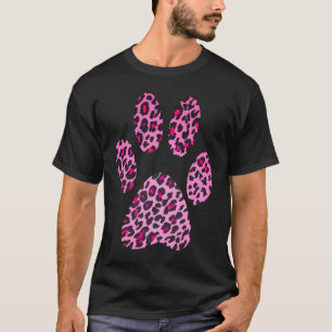 T-shirt Imprimé patte de léopard rose chat guépard jaguar 