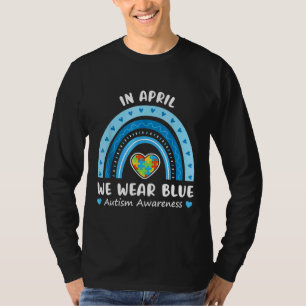 T-shirt In April We Wear Blue Autism Awareness Rainbow Puz
