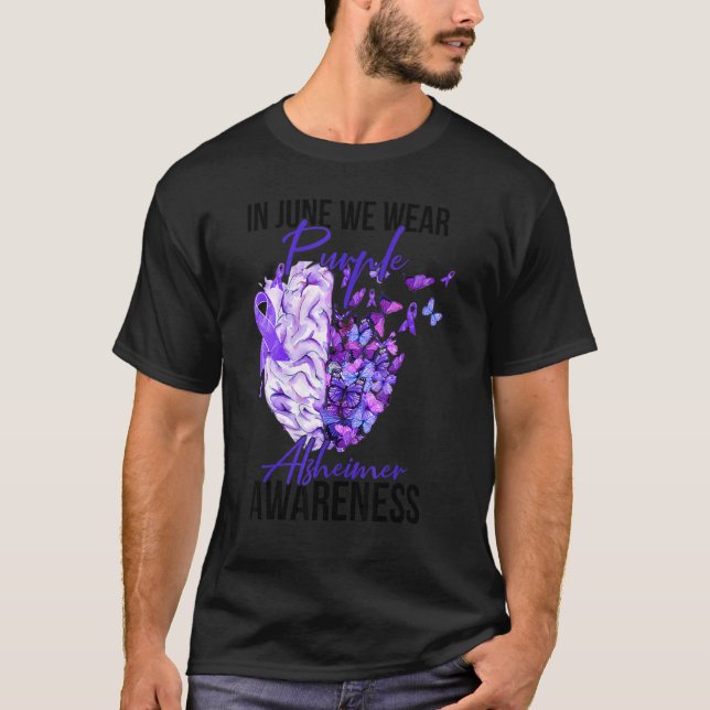 T-shirt In June We Wear Purple Alzheimer Awareness Brain (Devant)