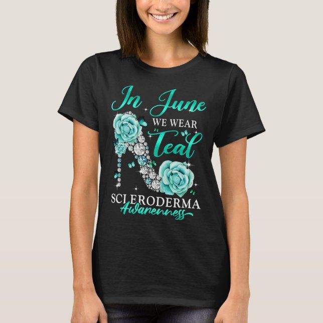 T-shirt In June We Wear Teal Butterfly Scleroderma Awarene (Devant)