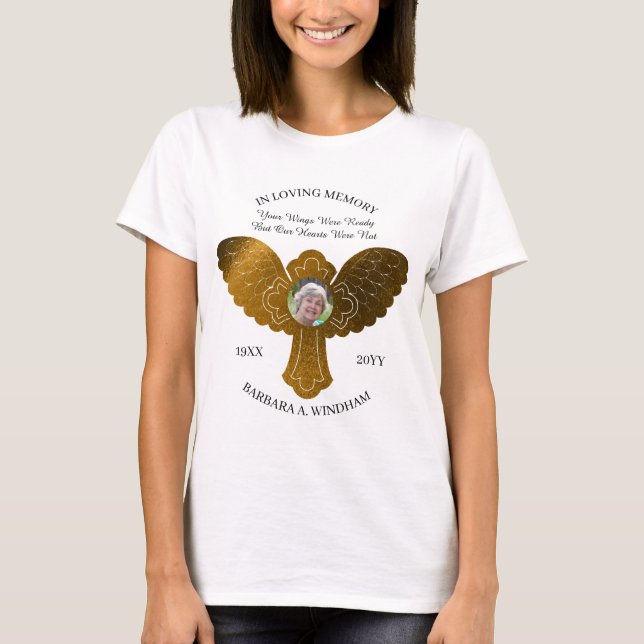 T-shirt In Love Memory Photo Keepsaké Croix avec ailes (Devant)