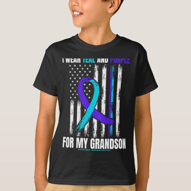 T-shirt In Memory Of My Grandson Suicide Awareness Flag Ba (Devant)