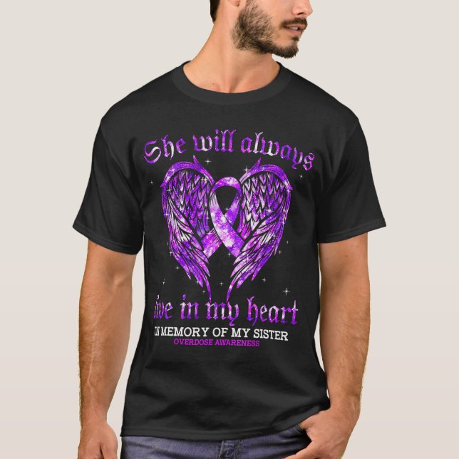 T-shirt In Memory Of My Sister Overdose Awareness Angel Wi (Devant)