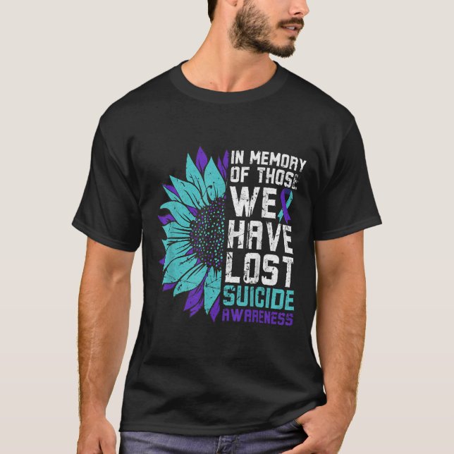 T-shirt In Memory Suicide Awareness, Prevention Sunflower  (Devant)